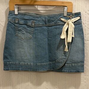 Guess Wrap Front Denim Mini Skirt